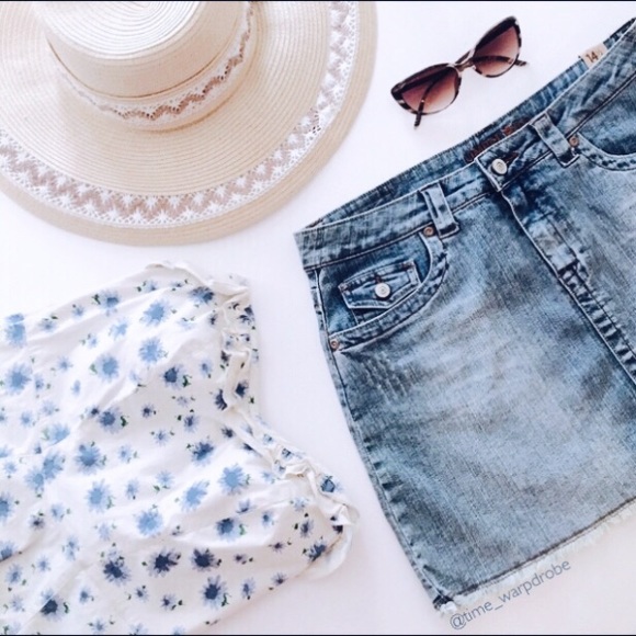 The Limited Other - 2xHP •:• Frayed Vintage Denim Mini Skirt | 14.5